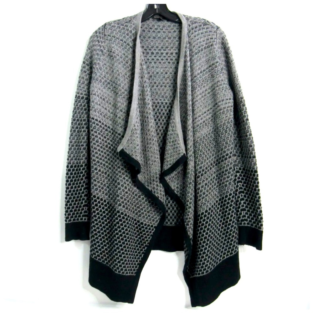 WOMENS BANANA REPUBLIC OPEN FRONT OMBRÉ GRAY & BLACK KNIT CARDIGAN PETITE SMALL